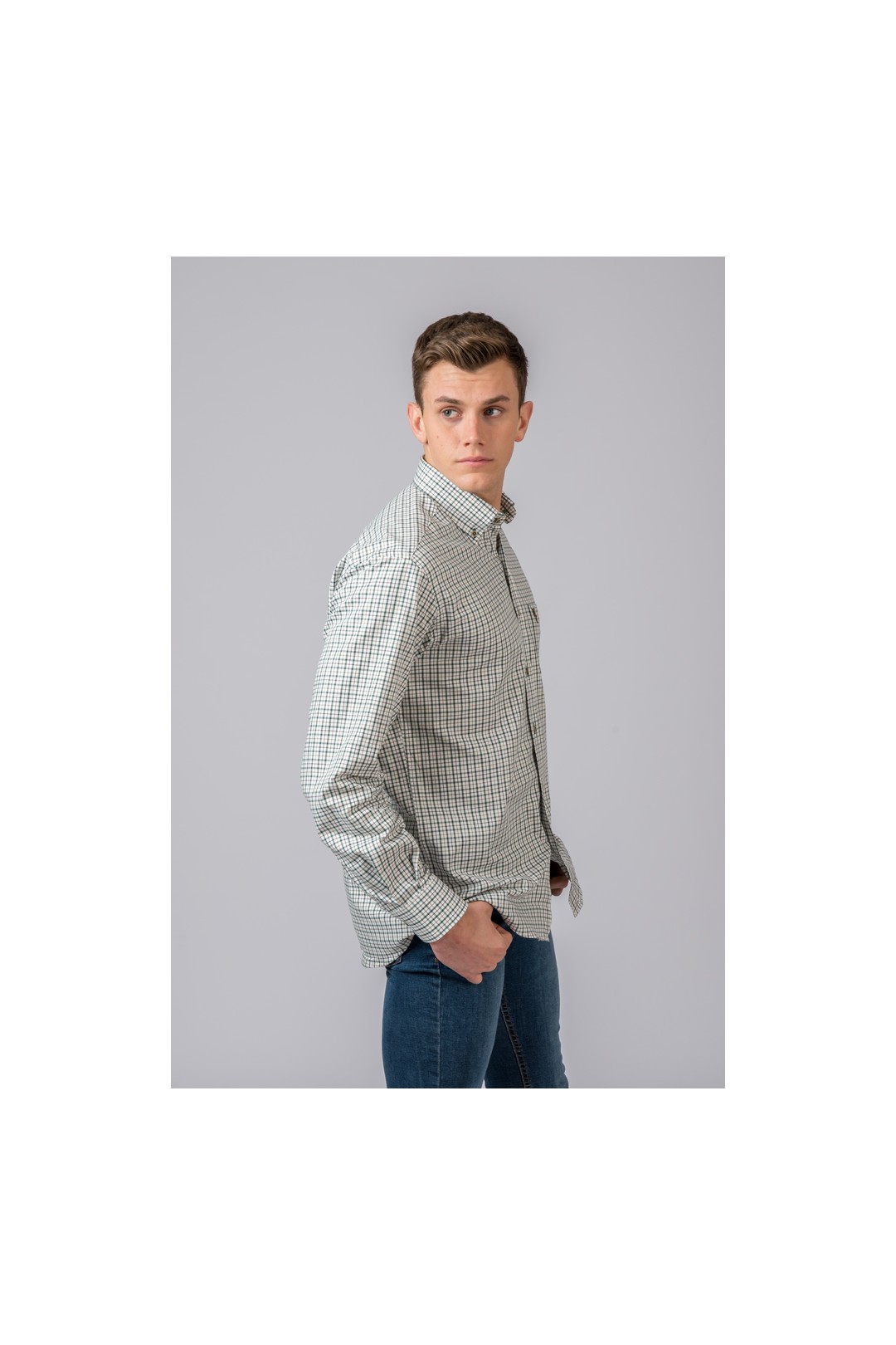 CAMISA CUADROS VERDE Y MARRÓN