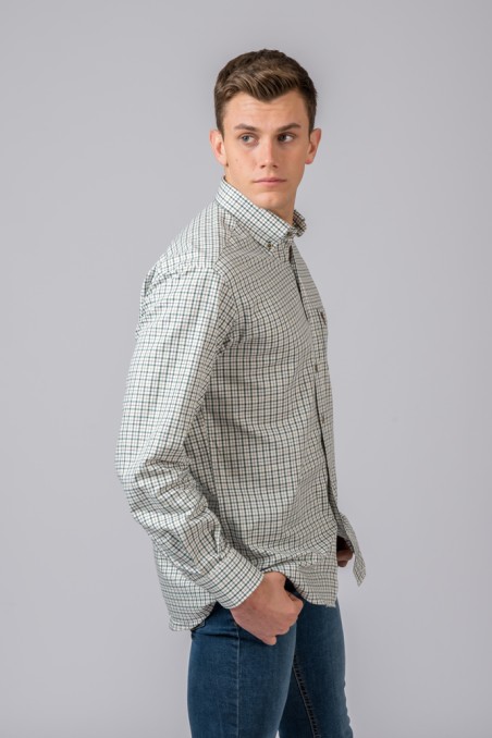 CAMISA CUADROS VERDE Y MARRÓN