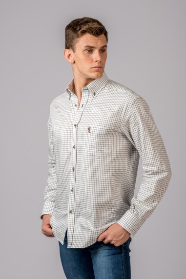 CAMISA CUADROS MARRÓN  Y VERDE