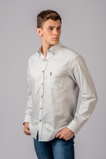 CAMISA CUADROS MARRÓN Y VERDE