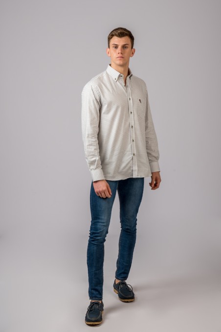 CAMISA CUADROS MARRÓN Y VERDE