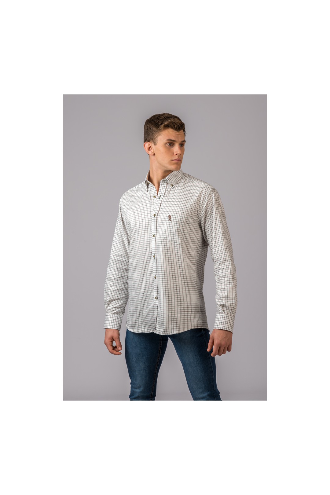 CAMISA CUADROS MARRÓN Y VERDE