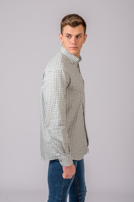 CAMISA CUADROS MARRÓN Y VERDE