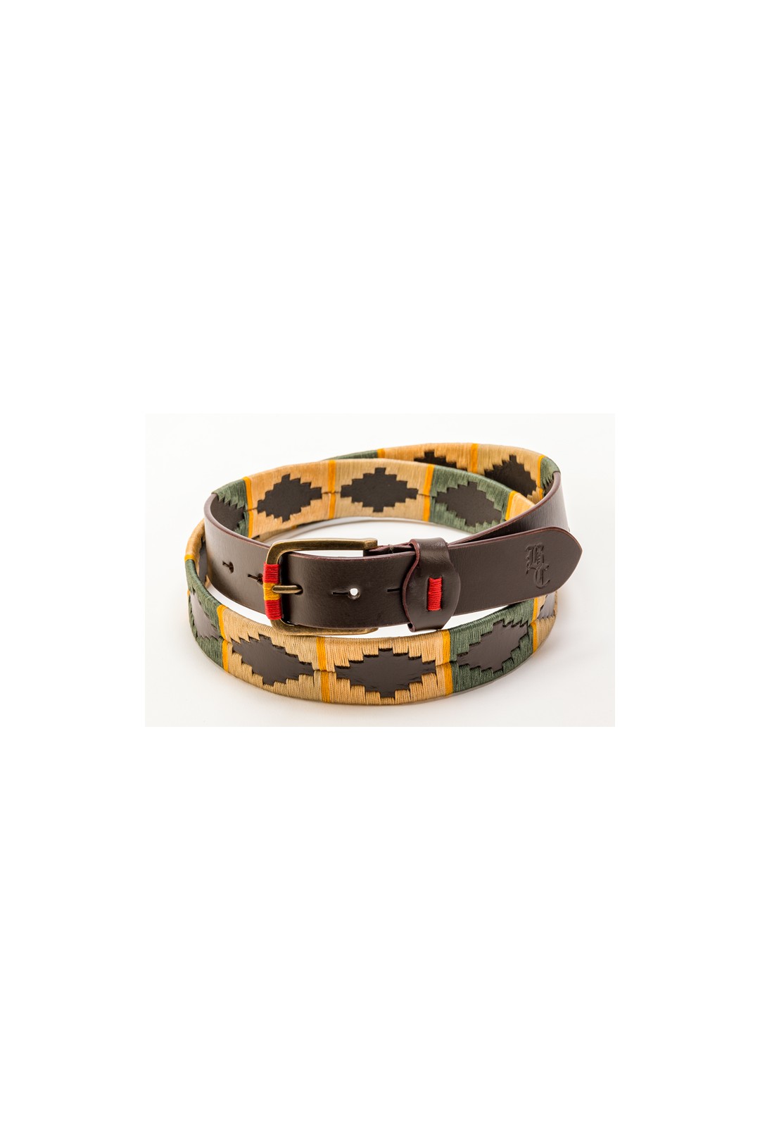 CEINTURE ARGENTINE COULEUR VERT ET CAMEL