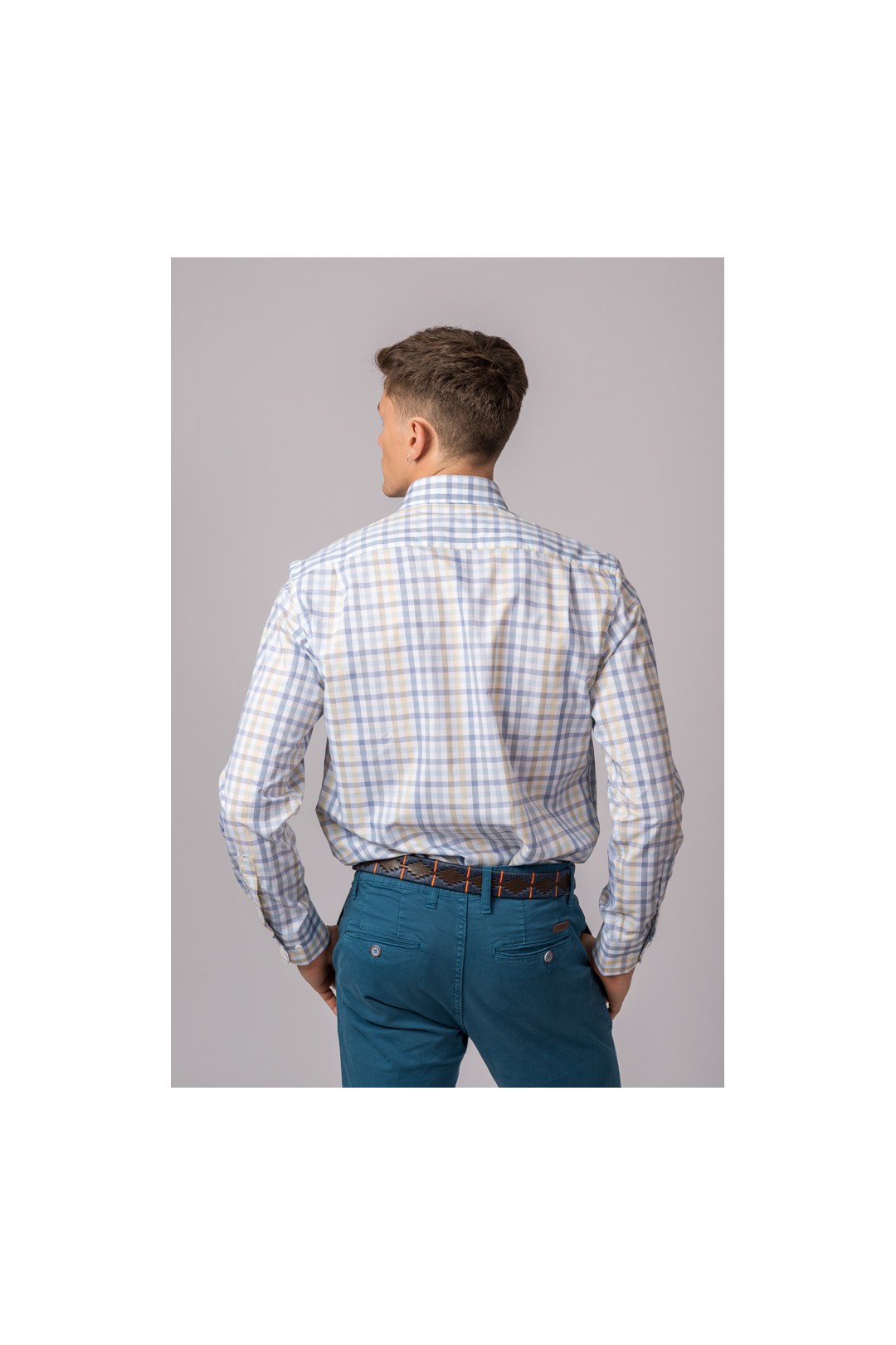 CAMISA CUADROS CELESTE, GRIS, AMARILLO Y AZUL