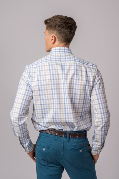 CAMISA CUADROS CELESTE, GRIS, AMARILLO Y AZUL