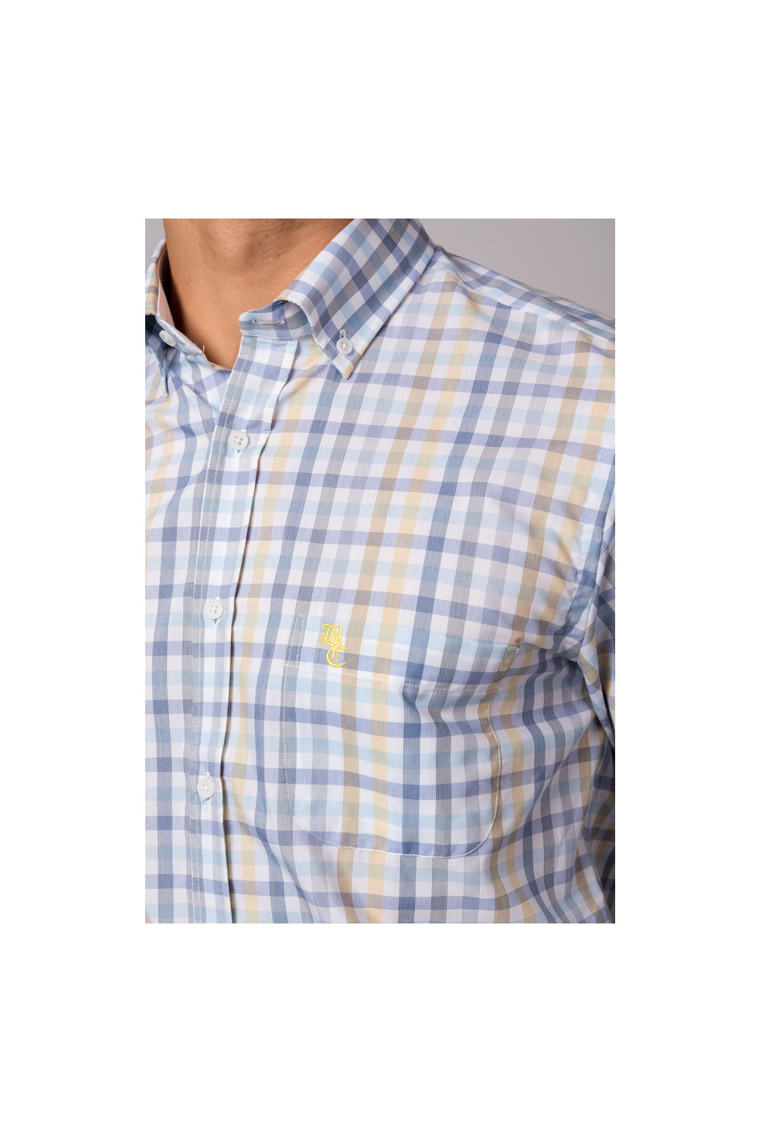 CAMISA CUADROS CELESTE, GRIS, AMARILLO Y AZUL