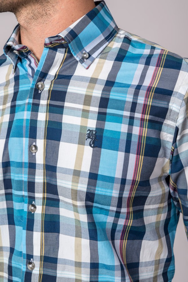 CAMISA CUADROS MARINO, CELESTE Y BLANCO 2