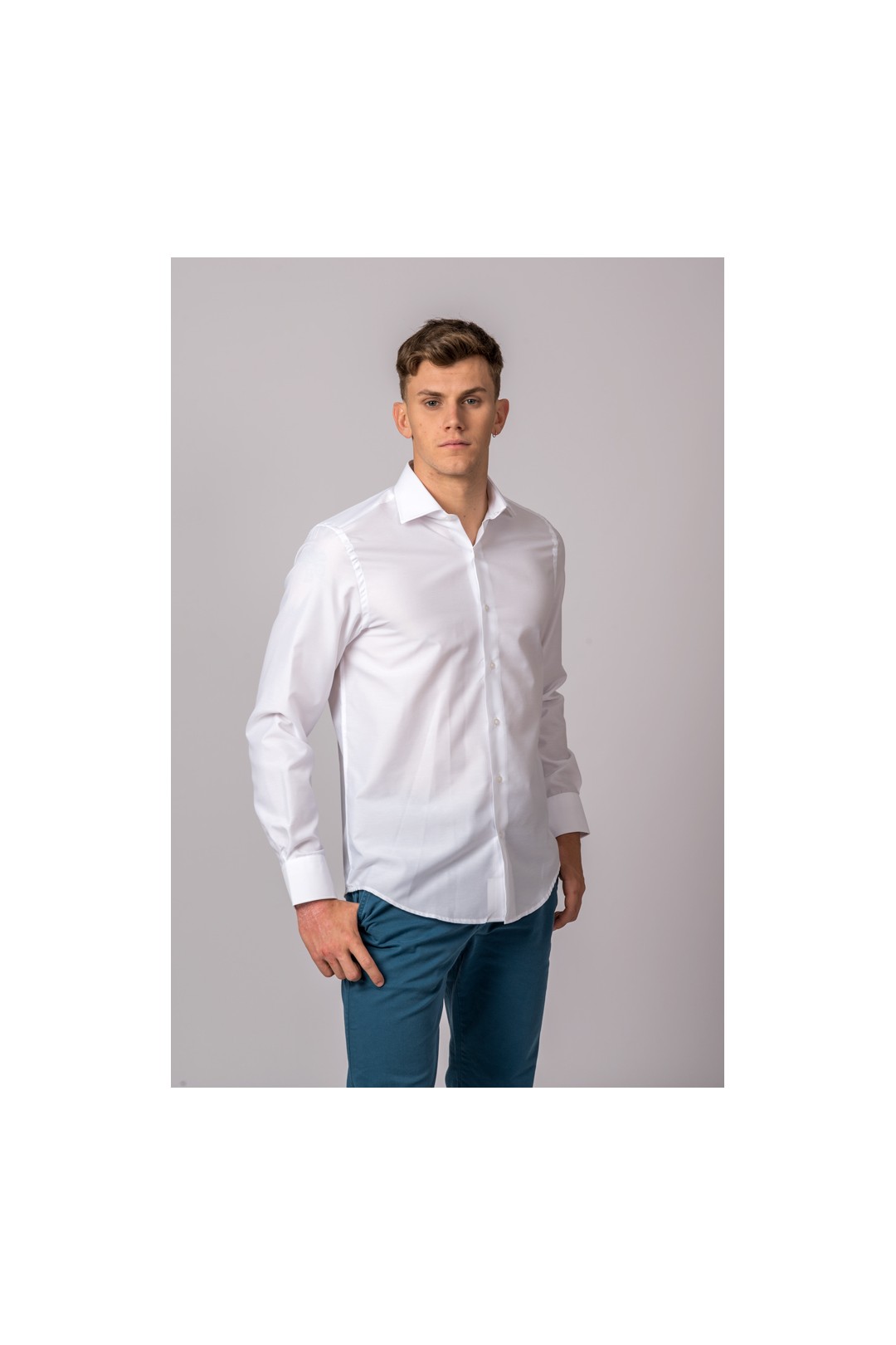 CAMISA FIL A FIL BLANCA