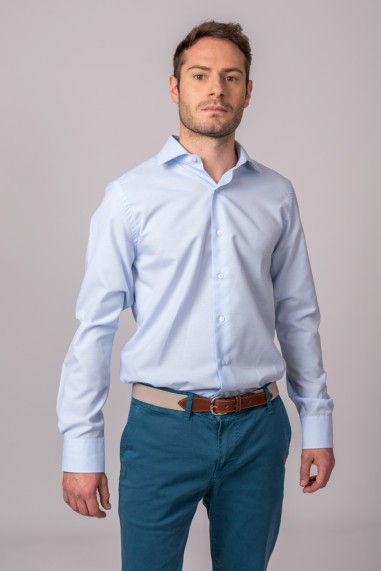 CAMISA FIL A FIL CELESTE