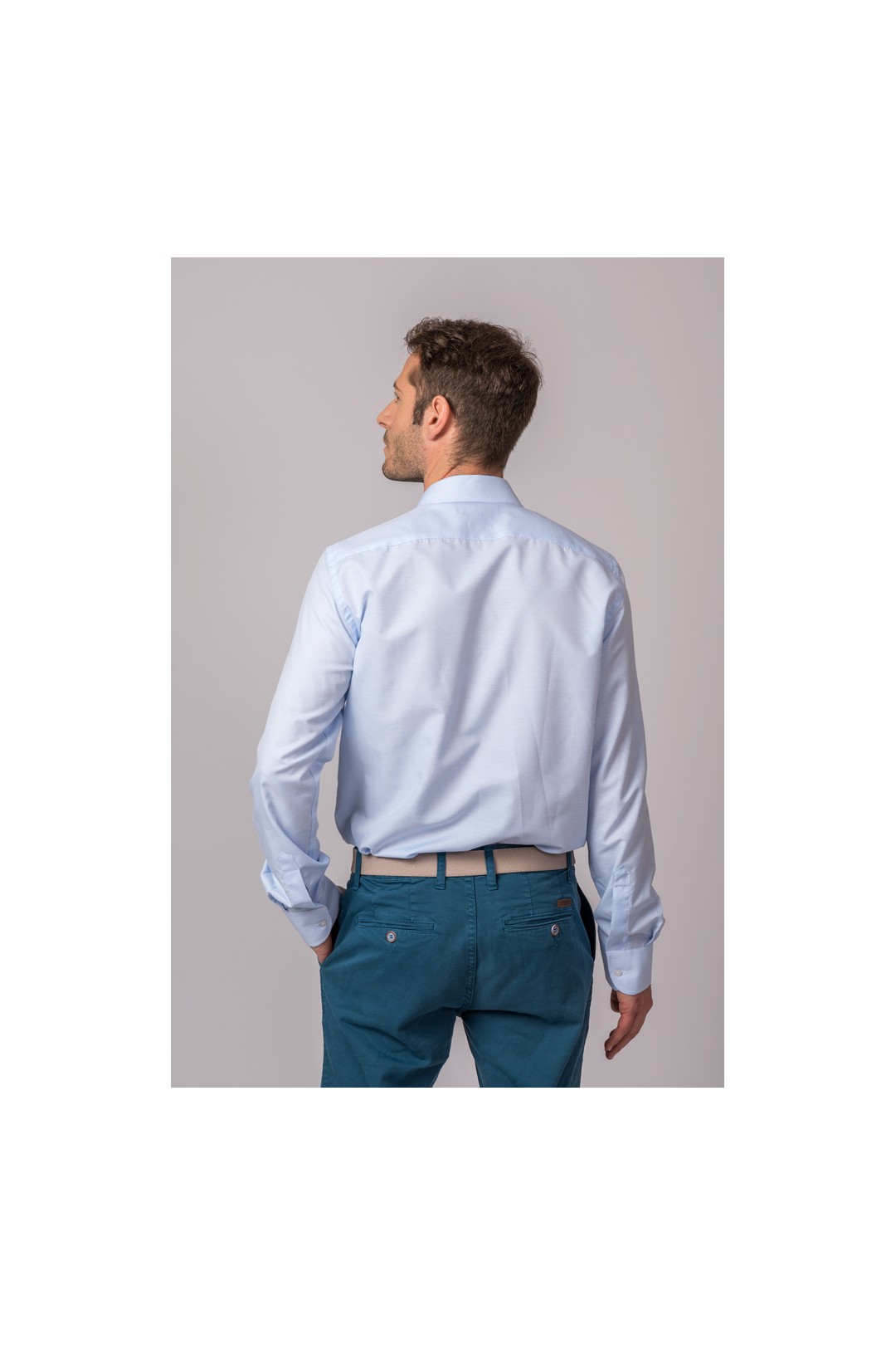 CAMISA FIL A FIL CELESTE