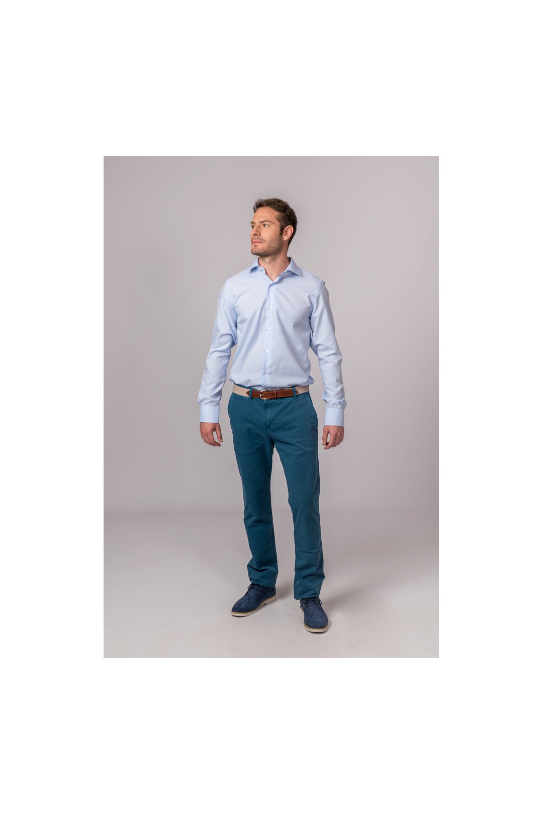 CAMISA FIL A FIL CELESTE