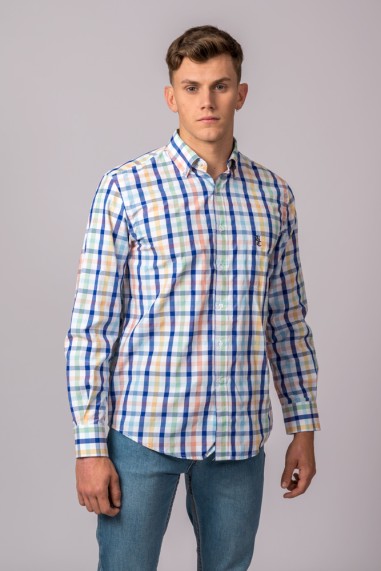 CAMISA CUADROS MARINO, CELESTE, VERDE, AMARILLO Y NARANJA