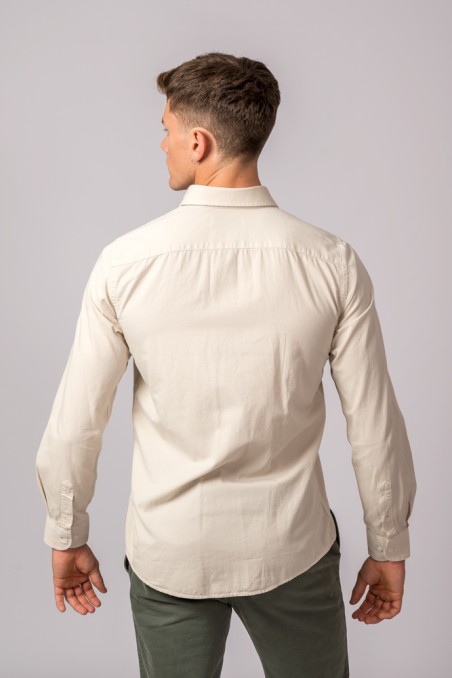 CHEMISE EN SERGÉ BEIGE CLAIR