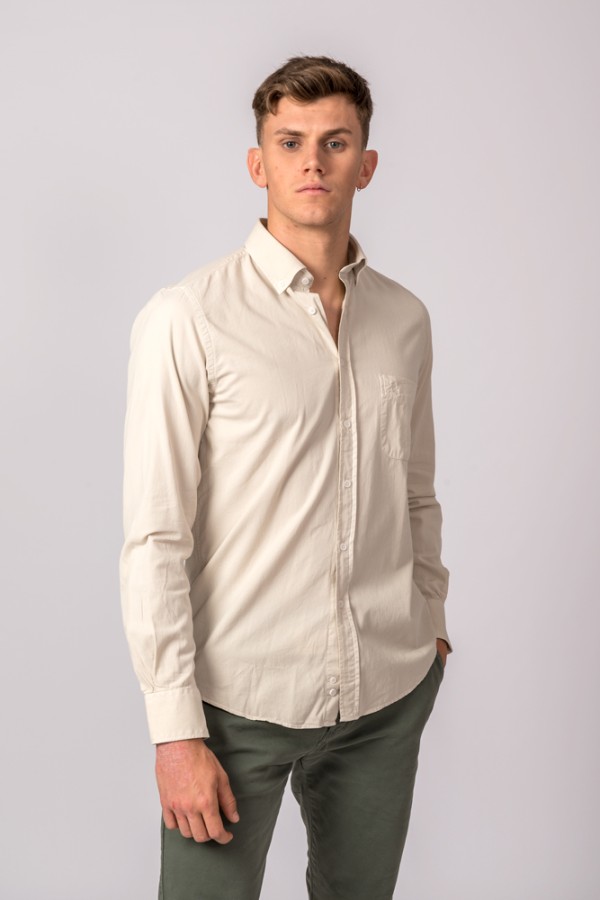 CHEMISE EN SERGÉ BEIGE CLAIR