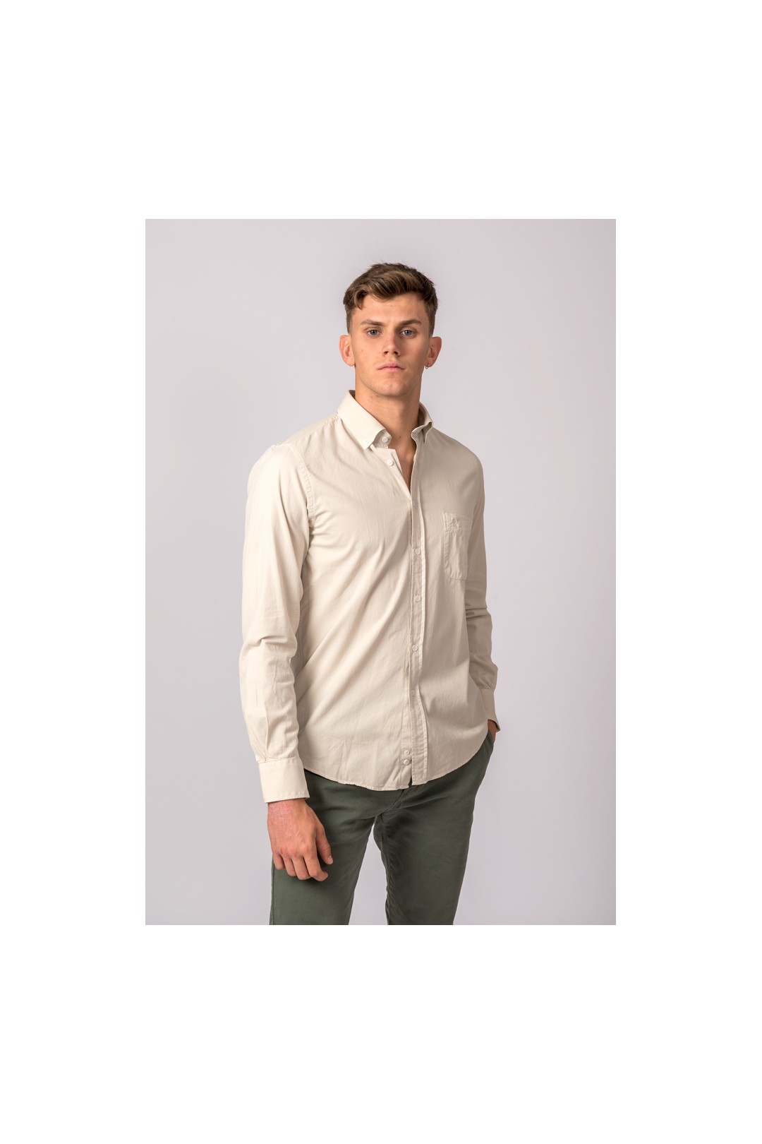 CHEMISE EN SERGÉ BEIGE CLAIR