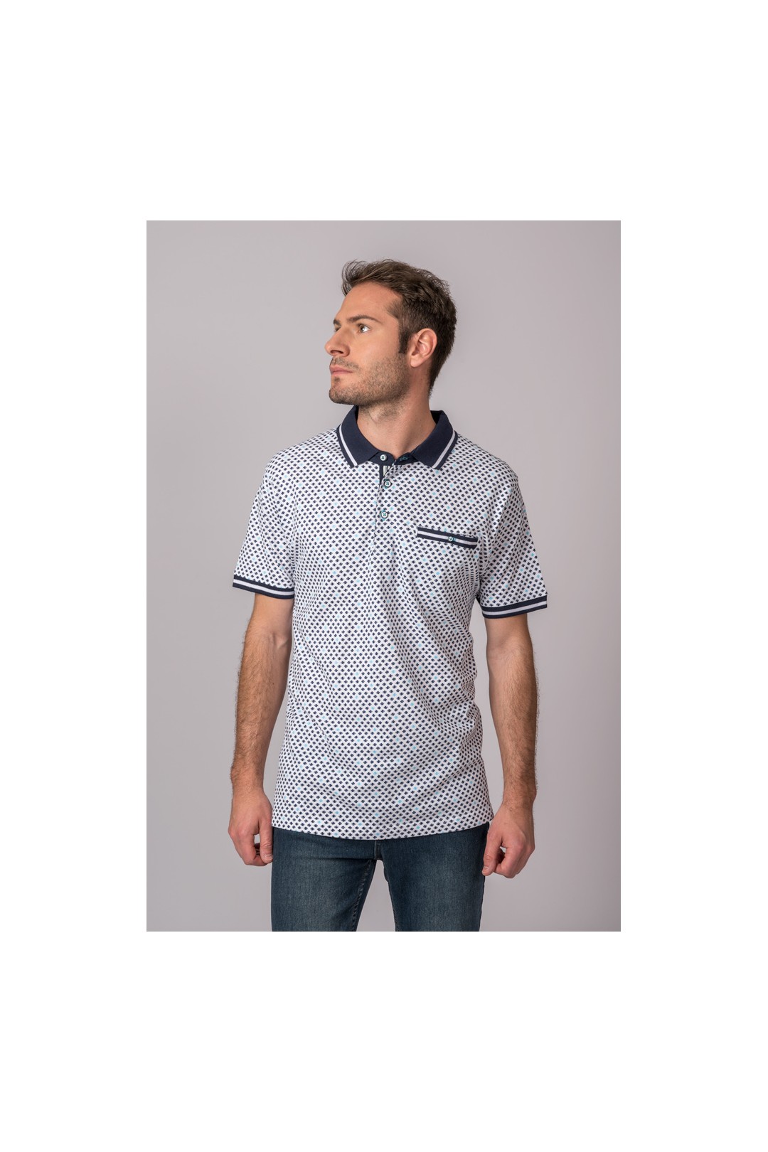 POLO POISSON BLANC FANTAISIE