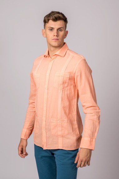 CAMISA GUAYABERA SALMÓN