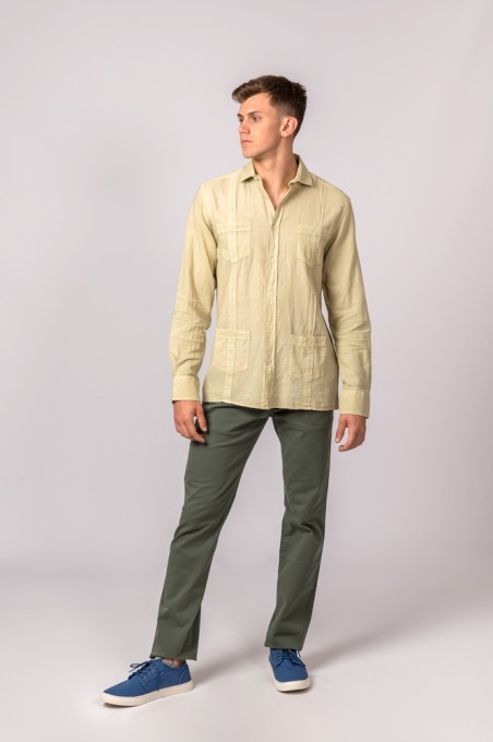 CAMISA GUAYABERA VERDE KAKI