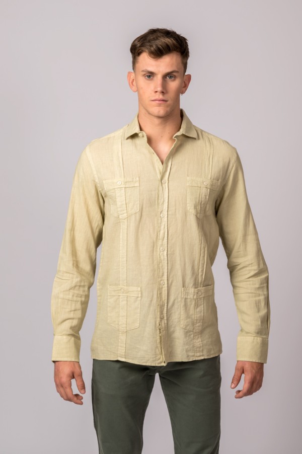CAMISA GUAYABERA VERDE KAKI
