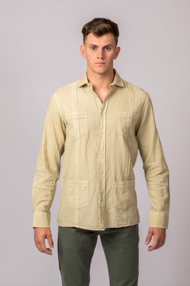 CAMISA GUAYABERA VERDE KAKI