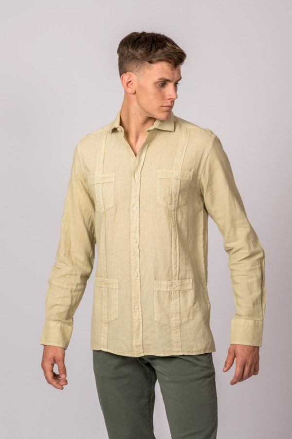 CAMISA GUAYABERA VERDE KAKI 2