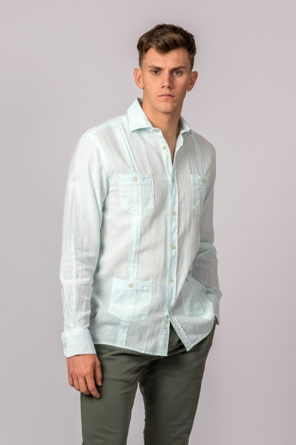 CAMISA GUAYABERA VERDE AGUA 2