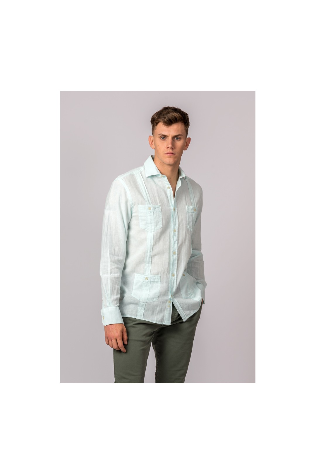 CHEMISE GUAYABERA VERT D'EAU
