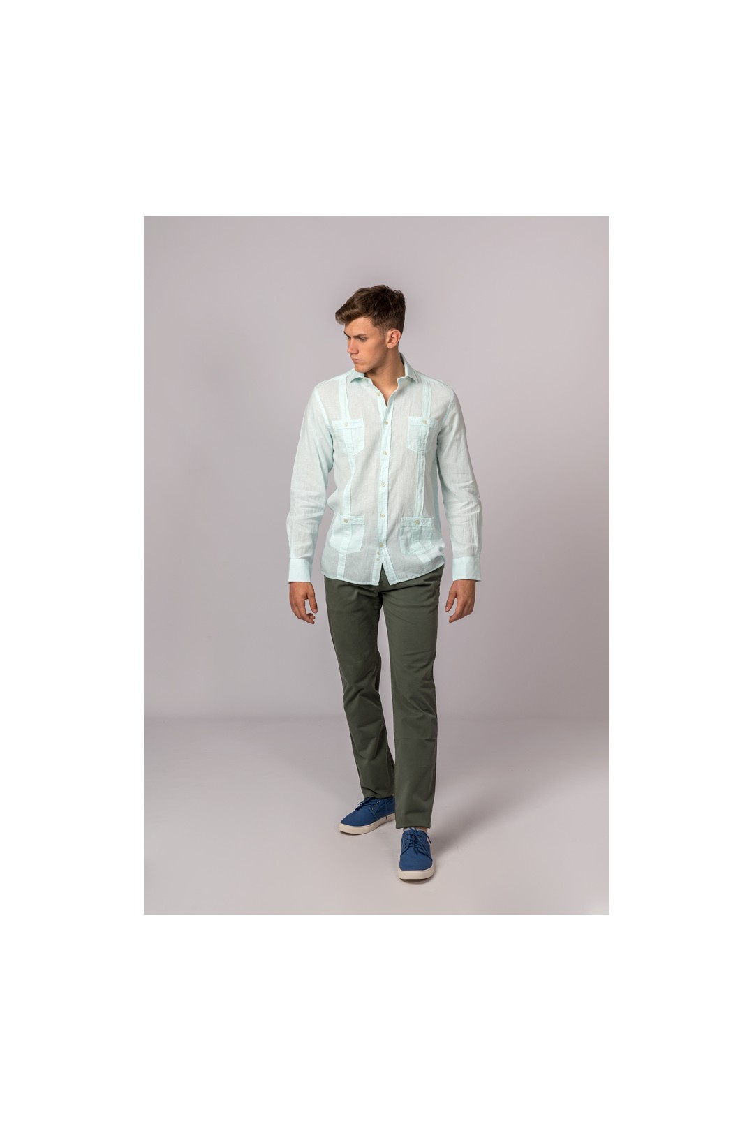 CAMISA GUAYABERA VERDE AGUA