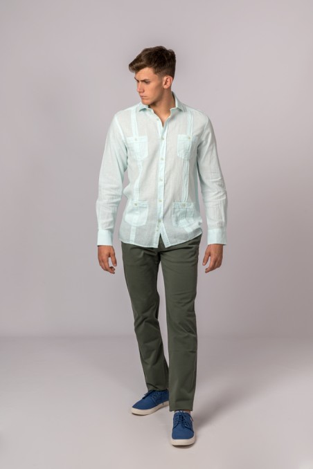 CHEMISE GUAYABERA VERT D'EAU
