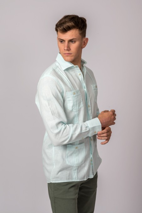 CAMISA GUAYABERA VERDE AGUA