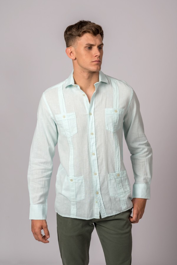 CAMISA GUAYABERA VERDE AGUA
