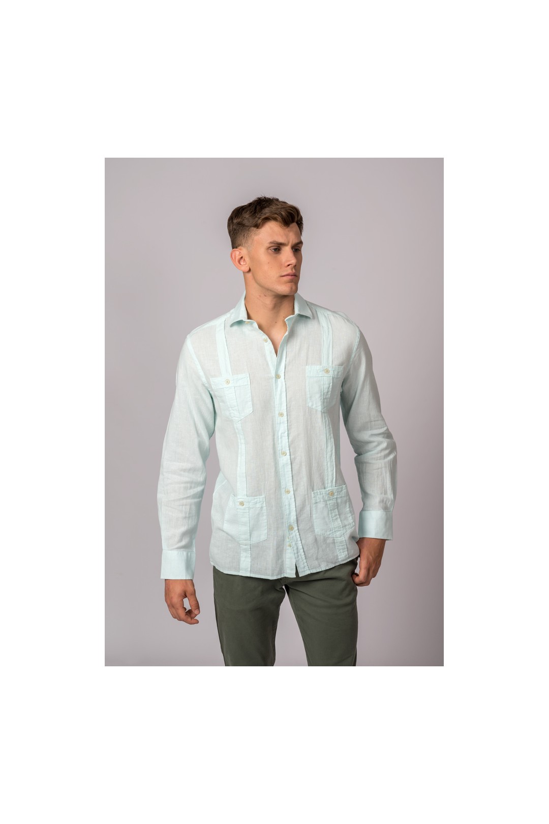 CAMISA GUAYABERA VERDE AGUA