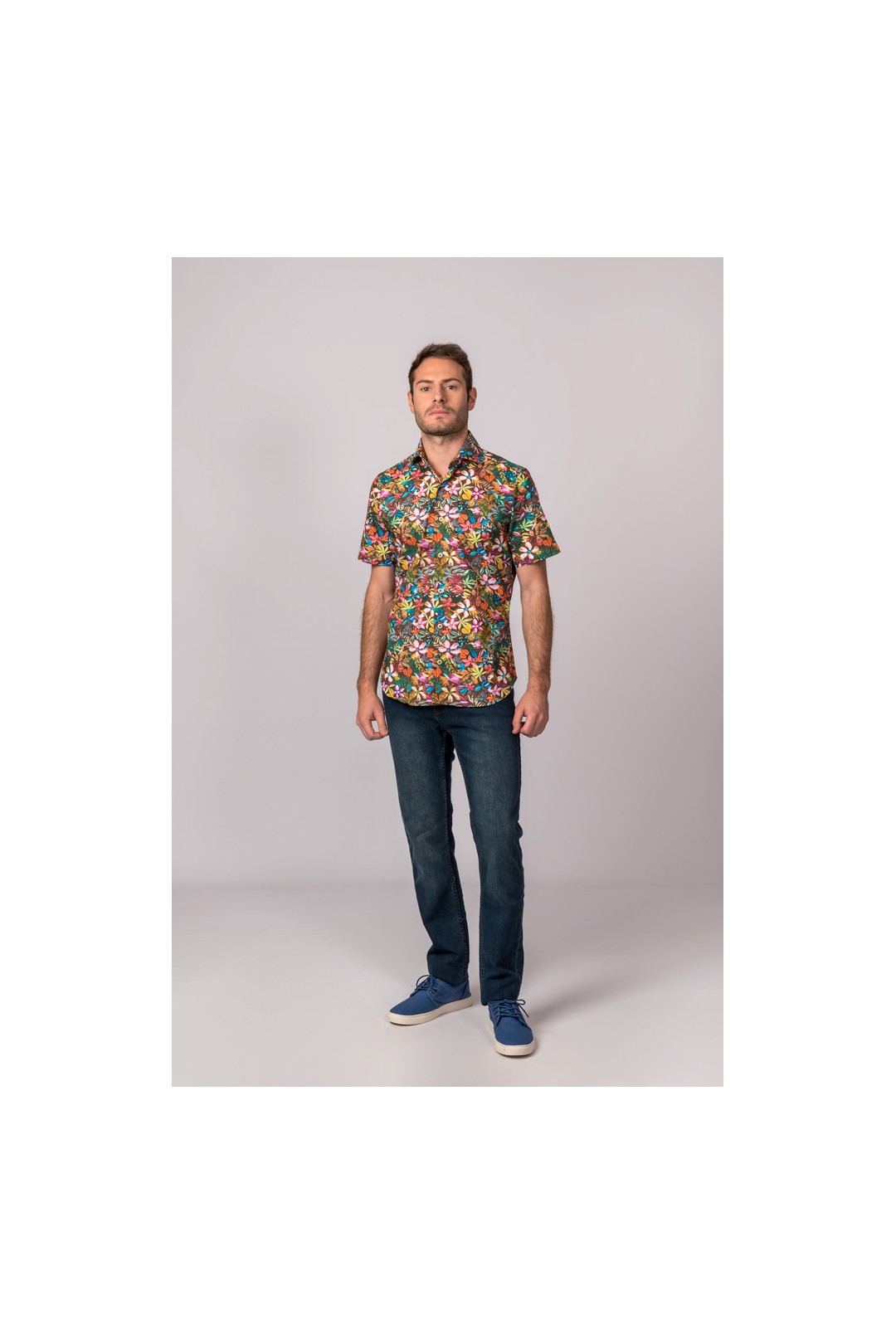 CHEMISE À FLEURS MULTICOLORES