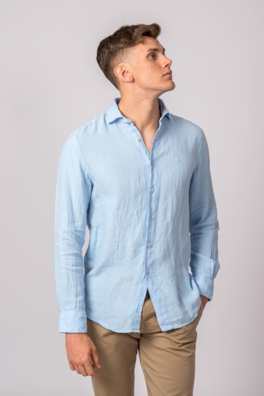 CAMISA LINO CELESTE