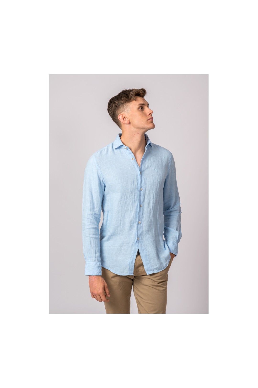 CAMISA LINO CELESTE