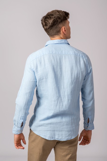 CAMISA LINO CELESTE