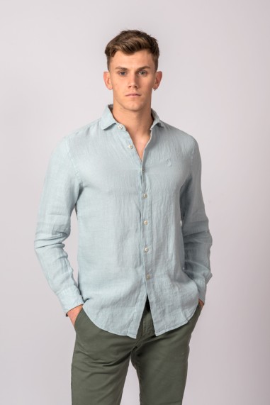 CAMISA LINO VERDE AGUA
