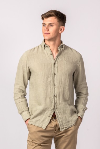 CAMISA LINO VERDE KAKI
