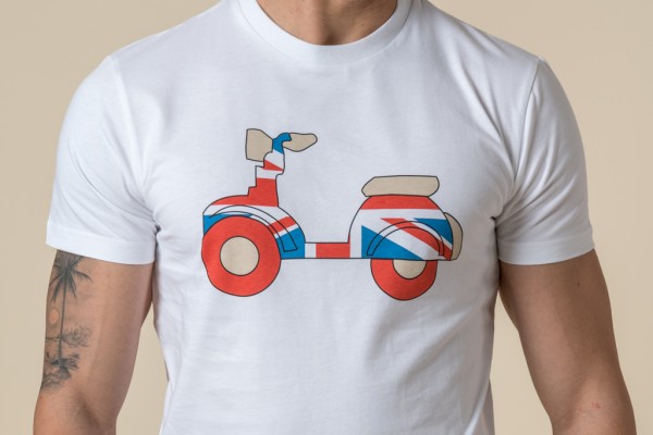 CAMISETA VESPA BRITISH BLANCA