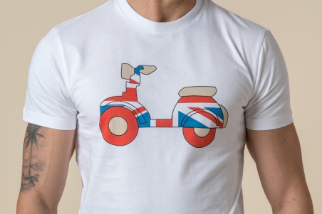 CAMISETA VESPA BRITISH BLANCA
