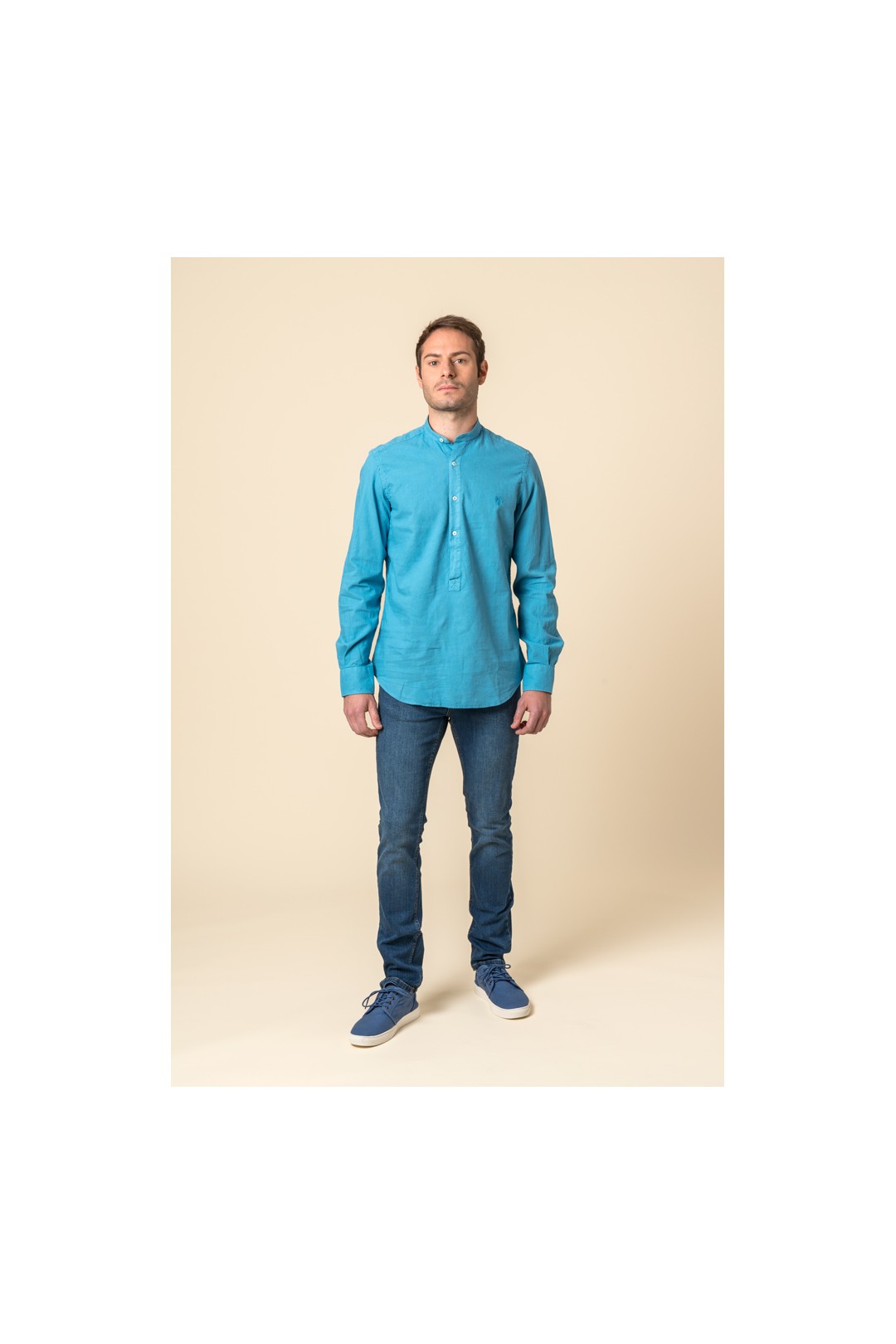 CAMISA POLERA MAHO AZUL TURQUESA