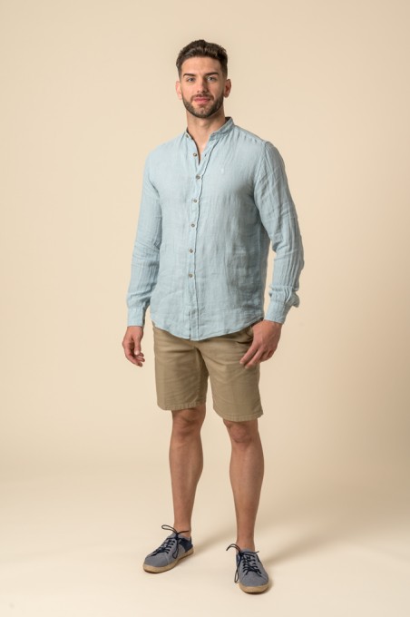 CAMISA MAHO LINO CELESTE NEUTRO