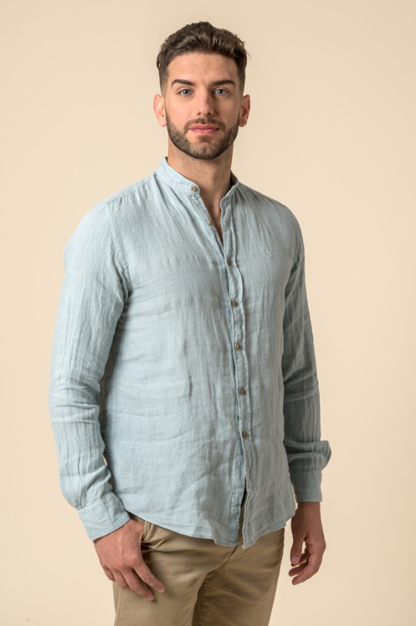 CAMISA MAHO LINO CELESTE NEUTRO