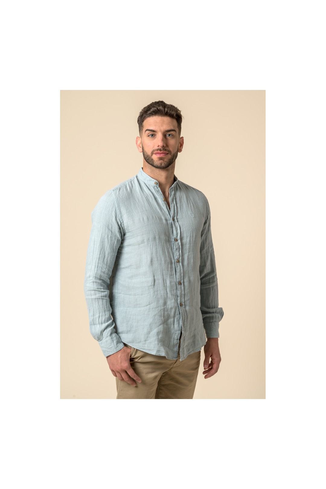 CAMISA MAHO LINO CELESTE NEUTRO