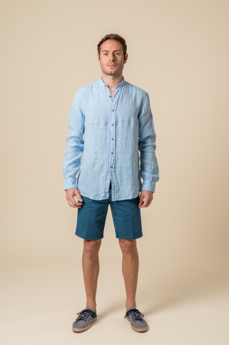 CAMISA MAHO LINO CELESTE