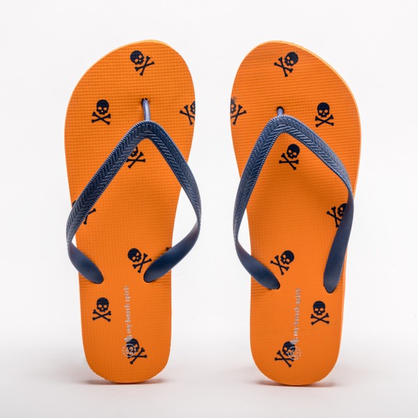 CHANCLA CALAVERA NARANJA Y AZUL 2