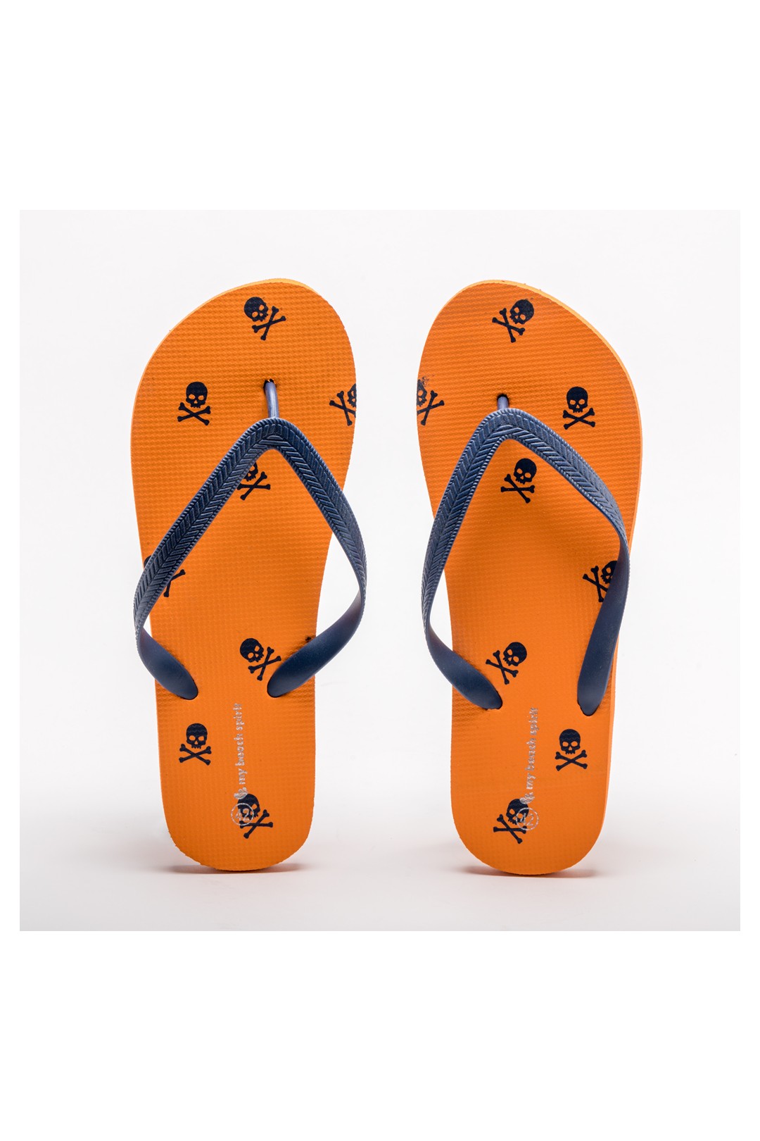 CHANCLA CALAVERA NARANJA Y AZUL
