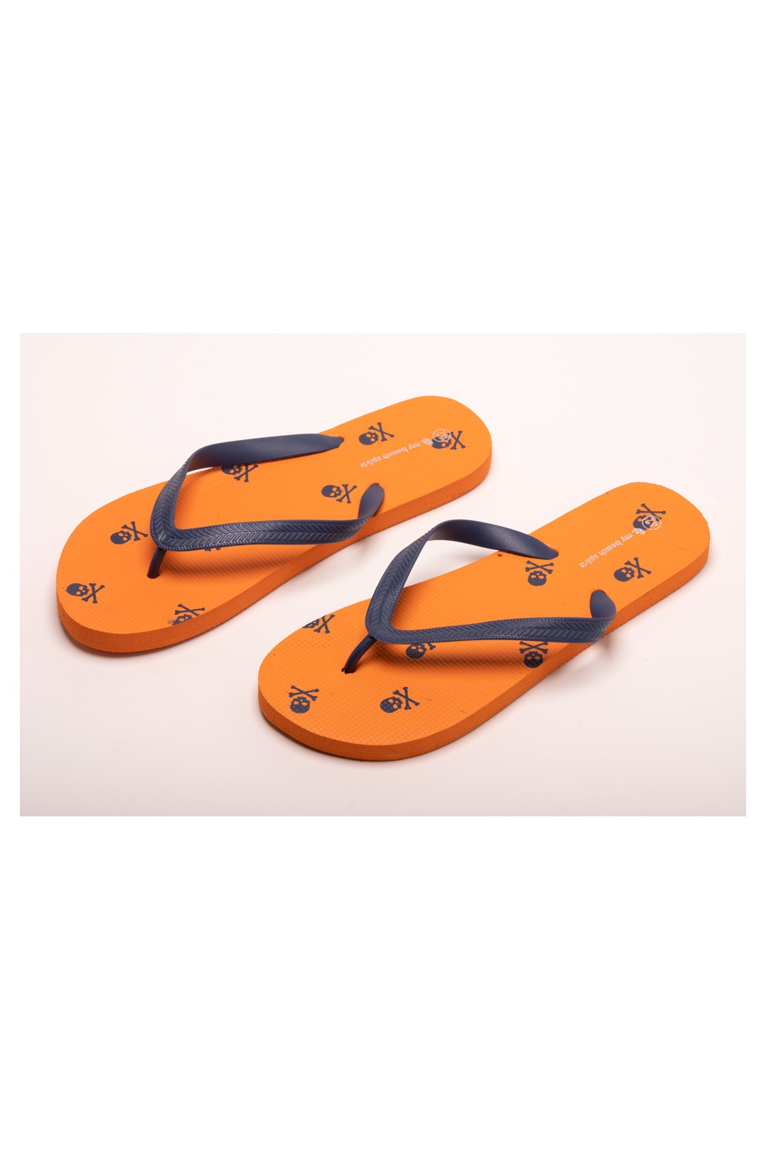 TONGS TÊTE DE MORT ORANGE ET BLEU