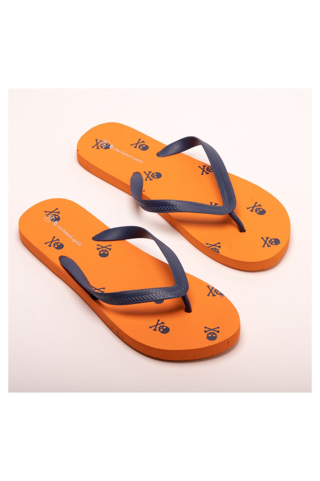 CHANCLA CALAVERA NARANJA Y AZUL